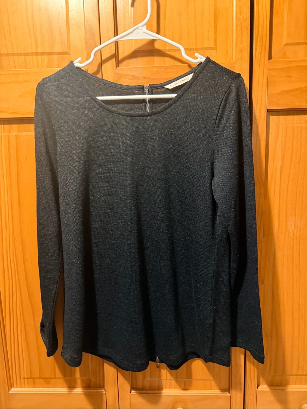 Soft Surroundings Black Long-Sleeve Knit Top